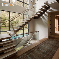 American Canada Escalier intérieur droit Escalier à cadre en acier Mono Stringer Design Escalier en verre flottant