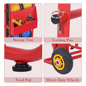 بكرة بكرة متعددة الاستخدامات واسعة JH-Mech مع قوي إضافي من من حيث السعة ، بكرة بكرة أسلاك فولاذية ملحومة باللون الأحمر - Product Image 5