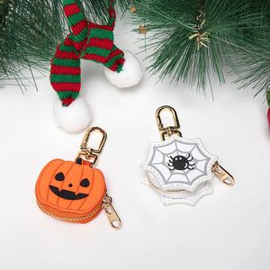 Monedero pequeño de PU con cremallera, llavero, colgante y adorno con diseño de calabaza de Halloween, ideal como regalo para fiestas. - Product Image 4