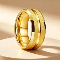 Vente directe d'usine, anneaux en tungstène plaqués or 18 carats sablés 8 mm, anneaux de mariage romantiques pour hommes, gravés au laser « Je t'aime »