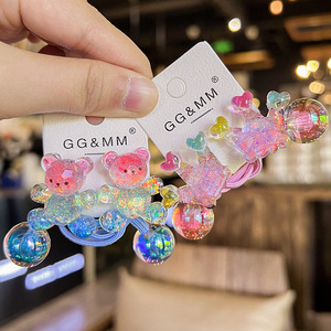 Coleteros de cuerda con diseño de gomitas de frutas, elásticos para niños y bebés, accesorios para el cabello con cuentas, corazón, flor, dos bolas, bandas de goma para atar el cabello - Product Image 4