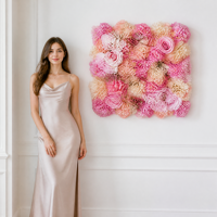 Panneau mural de fleurs artificielles en maille pour fond de mariage, vitrine, événementiel, DIY, avec roses et hortensias mélangés