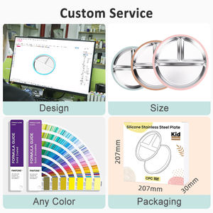유아용 식기 실리콘 304 스테인리스 스틸 베이비 스푼 포크 세트, 시피 컵 흡착 식기, 탈부착 실리콘 쉘 분리형 식판 - Product Image 6