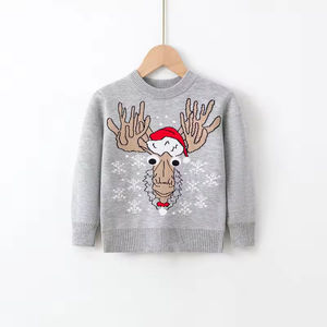 Pull d'hiver pour enfants, garçons et filles, col rond, tricot avec motif de style américain, design de Noël pour enfants - Product Image 2