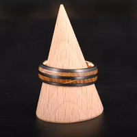Bijoux pour hommes Bagues de mariage en tungstène gris et or rose avec double incrustation de bois de whisky noir et or rose de 8mm Bague pour hommes en tungstène
