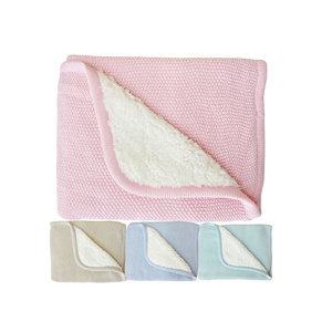 <span class=keywords><strong>Couverture</strong></span> bébé en coton tricoté Sherpa 70*100cm - Product Image 1