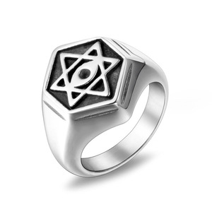 Retro Starburst Men's <b>Ring</b> <b>Titanium</b> Steel Eight Pointed Star Gift Jewelry SA623 - Product Image 5