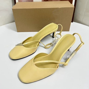Sandalias de tacón versátiles con recortes para mujer - Punta cuadrada, punta cerrada, tiras finas, correa trasera, elegantes zapatos de vestir para exteriores - Product Image 2