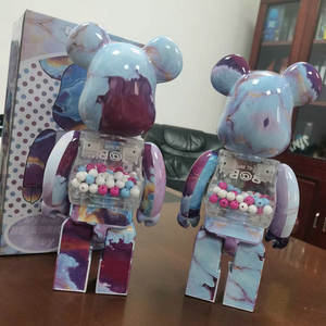 Bearbrick KAW 400% Nebula <span class=keywords><strong>Chiaki</strong></span> Block Bear – figurine ours violente pour décoration intérieure poupées pour enfants - Product Image 3