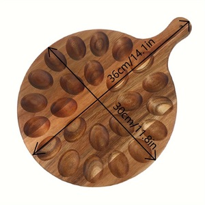 <span class=keywords><strong>Plateau</strong></span> de service rond en bois d'acacia écologique pour œufs farcis et charcuterie, avec 24 trous, style classique, pour la cuisine - Product Image 2