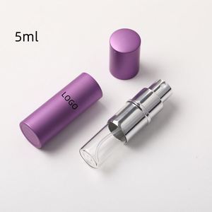 Portable 5ml Aluminium Perfume Glass Atomizer Round Design With Pump Sprayer Refillable Support Print Logo - Product Image 1