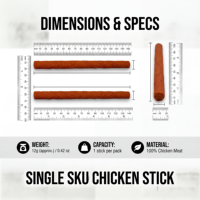 Bâtonnets de poulet pour chiens, fabrication OEM/ODM, à base de poitrine de poulet, glycérine, haute teneur en protéines, sans céréales, pour digestion sensible et dressage