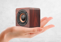 Mini haut-parleur sans fil portable en bois grainé, petit format carré, audio de bureau, logo personnalisé, cadeau, haut-parleur Bluetooth