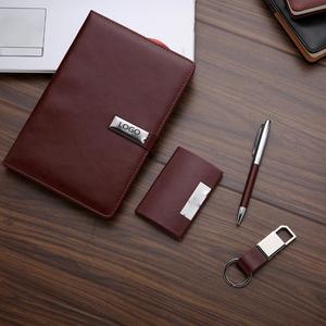 High Quality Pu Leather Notebook+card Holder+pen+<b>key</b> <b>Chain</b> 4 in 1 Promotional Gift Set Stationery Gift Set Stationary Gift Set - Product Image 2