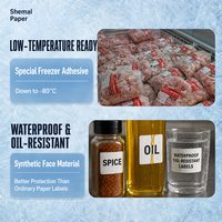 Rouleau d'étiquettes thermiques directes vierges en papier synthétique pour congélateur, autocollants imprimables avec codes-barres pour l'emballage de fruits de mer, viandes et aliments surgelés