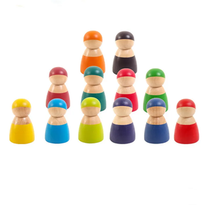 Giocattolo Montessori in Legno, Bambola Arcobaleno a 12 Colori, Gioco di Ruolo <span class=keywords><strong>con</strong></span> Persone e Bambole Digitali, Blocchi Colorati - Product Image 4