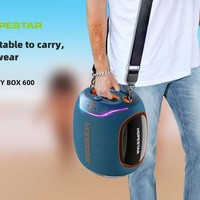 Boîte de karaoké Hopestar Party 600 300W, enceinte portable Bluetooth, enceinte étanche avec 2 micros sans fil, lumière RGB pour le camping