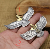 Vente en gros pendentif en argent sterling 925 personnalisé à la mode plume d'aigle doré massif avec monture en plaqué or turquoise