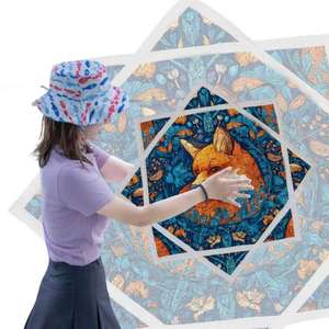 Лидер продаж, яркий жонглирующий Звездный УФ-реактивный прядильный тканевый платок из полиэстера и хлопка - Product Image 1