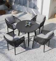 Mobilier d'extérieur pour hôtel, Villa, jardin, Patio, chaise, cadre en aluminium, corde tissée, Table à manger et chaises d'extérieur
