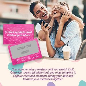 Cartes de date rose Coupons de cartes à gratter Vente en gros Nouveau design Impression numérique Revêtement à gratter Informations sur la <span class=keywords><strong>carte</strong></span> personnalisée - Product Image 2