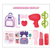 Ensemble de Maquillage et Coiffeuse 2-en-1 pour Filles, Sac à Dos de Jeu d'Imitation avec 13 Accessoires