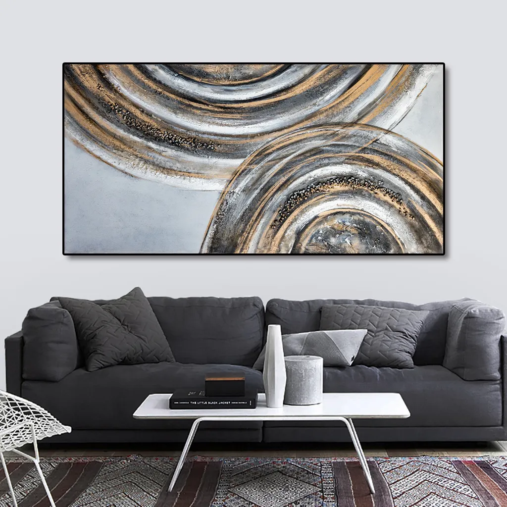 Huamiao Grote Kunst Abstract Dik Olieverfschilderij Moderne Stenen Schilderijen Op Canvas Home Office Muur Decor Foto 'S