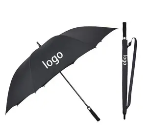 Kunden spezifisch bedruckter Logo-Golfauto-Regenschirm, großer gerader Regenschirm mit voller Glasfaser-Sturm beständigkeit