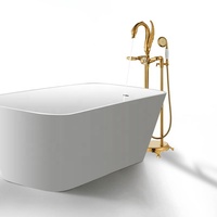 Robinet mitigeur de baignoire sur pied, salle de bains, col d'oie, robinet de luxe cygne doré à Double poignée, ensemble de robinets de douche