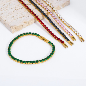 2025 New Dream Chic Pulsera de tenis de acero inoxidable Chapado en oro Zircon multicolor Eleva tu estilo callejero - Product Image 5