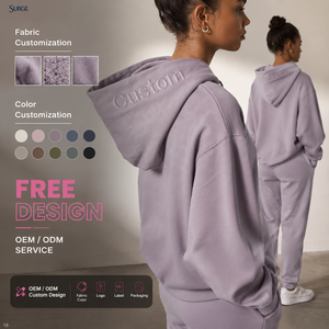 Sudadera con <span class=keywords><strong>Capucha</strong></span> Personalizada para Mujer, Otoño, Talla Grande, 100% Algodón Terry, Color Morado, Hombros Caídos, Logotipo con Letras en Relieve - Product Image 1