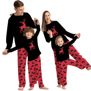 2025 nouveau <span class=keywords><strong>petit</strong></span> cerf imprimer noël pyjama famille correspondant ensemble respirant taille élastique Odm Parents enfants 6Xl pour l'hiver - Product Image 1