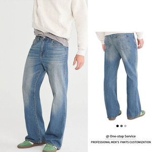 Jeans de Mezclilla Azul Vintage para Hombre, Estilo Casual, Corte Recto, Tela de Algodón Crudo, Jeans Personalizados para Hombre - Product Image 1