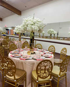 Support à fleurs en métal pour table de mariage, centre de table doré <span class=keywords><strong>brillant</strong></span> pour décoration de mariage en intérieur - Product Image 3