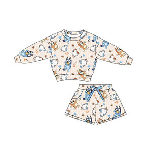 Ensemble de sweat à capuche et short pour quatre filles: Mickey Cookies, Bluey Cartoon, Halloween <span class=keywords><strong>Stitch</strong></span>, Pumpkin Bluey Pattern, Children's Fun IP - Product Image 2