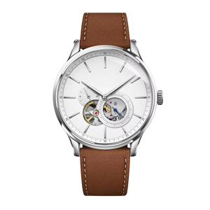 Reloj Automático Miyota 82S7 con Esfera Blanca de 24H, Correa de Cuero y Acero, Logotipo Personalizado OEM ODM, Reloj Mecánico de Vestir para Hombre - Product Image 1