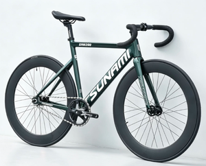 Neues Modell TSUNAMI SNM200 Fixed-Gear-Fahrrad mit Dunkelgrünem Aluminiumrahmen, Carbon-Vordergabel, 700C 70mm 88mm Tiefe Felge - Product Image 2