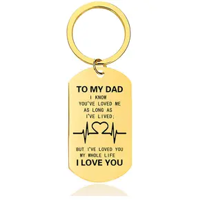 Ywganggu Stainless Steel Laser Engraved Personalized Custom Letter Key Chain Pendant Key Chain Love Gift For Dad Mom