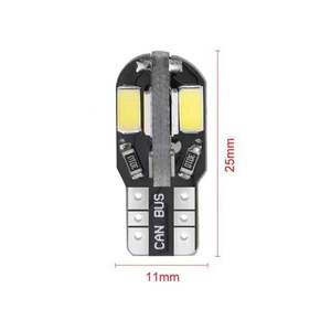 Ampoule LED T10 pour voiture W5W 5630 8SMD 5W, lumière de lecture avec décodage CANBUS, éclairage latéral, éclairage de plaque d'immatriculation - Product Image 3