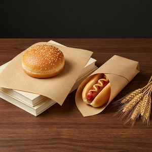 Papier d'emballage alimentaire résistant à la graisse, revêtu de PE, recyclable, pour sandwichs, hamburgers, impression de logo personnalisée - Product Image 2