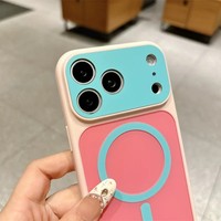 Coque Macaron Bicolore pour iPhone 18 Pro Max, Coque 17 Air 15 16 17 14 18 Pro Max, Coque Arrière Rigide Antichoc Couleurs Contrastées