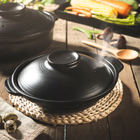 Casserole en céramique noire moderne, durable et créative, multi-tailles, pour restaurant, cuisine domestique, cuisson sur feu ouvert, pot à soupe