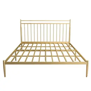 Kainice-Marco de cama de metal, marco de cama de tamaño completo, tamaño king, dorado, para dormitorio