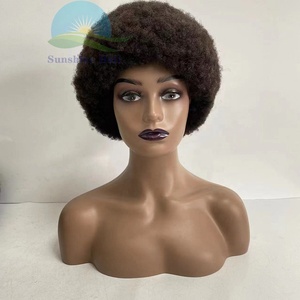 Perruque <span class=keywords><strong>afro</strong></span> à racine bouffante de 4mm 6 pouces de haut, style chaud d'usine, perruque courte en dentelle brésilienne vierge non traitée, sans traces - Product Image 4