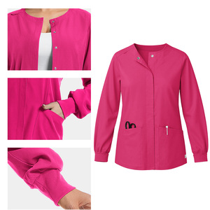 Unisex Long Sleeve Scrub <b>Top</b> Moisture Wicking Knitted Hospital Uniforms - Product Image 1