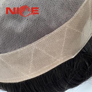 Prothèse capillaire <span class=keywords><strong>DMC</strong></span> durable en cheveux humains fins, toupet pour hommes, unités capillaires économiques, systèmes capillaires pour hommes avec revêtement en polyuréthane - Product Image 2