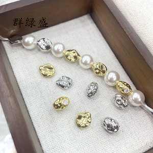 Qunlvsheng S925 Sterling Silver Irregular Textured <b>Beads</b> With Diamond <b>Set</b> For DIY Necklace Bracelet Spacer Loose <b>Beads</b> - Product Image 3