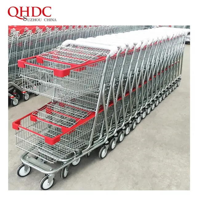 Heavy Duty 2 Tier Wheeled Market Supermarket Shopping Trolley for Super Market