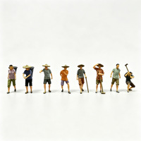 Figurines humanoïdes à l'échelle 1:87, modèles miniatures de fermiers et ouvriers, 8 styles avec chapeaux de paille, figurines miniatures pour paysage de bac à sable