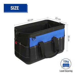 Oxford Tool Bag With Multiple Pockets Durable Portable Storage Blue And Black Simple Style For Work Use - Product Image 4
